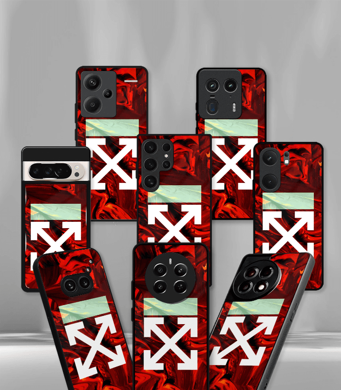 red offwhite premium glossy phone case