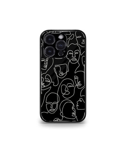 Line Art Faces Premium Glossy Phone Case