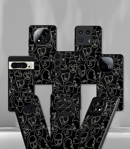 Line Art Faces Premium Glossy Phone Case