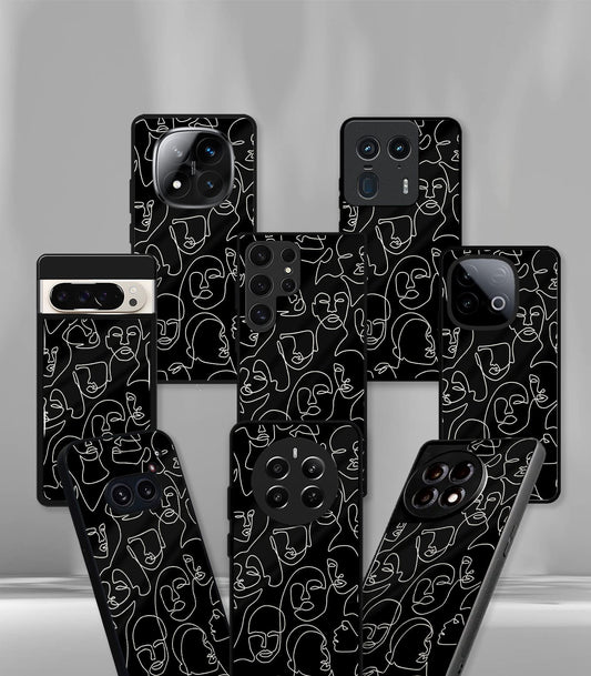 Line Art Faces Premium Glossy Phone Case