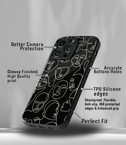 Line Art Faces Premium Glossy Phone Case