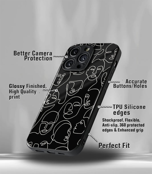 Line Art Faces Premium Glossy Phone Case