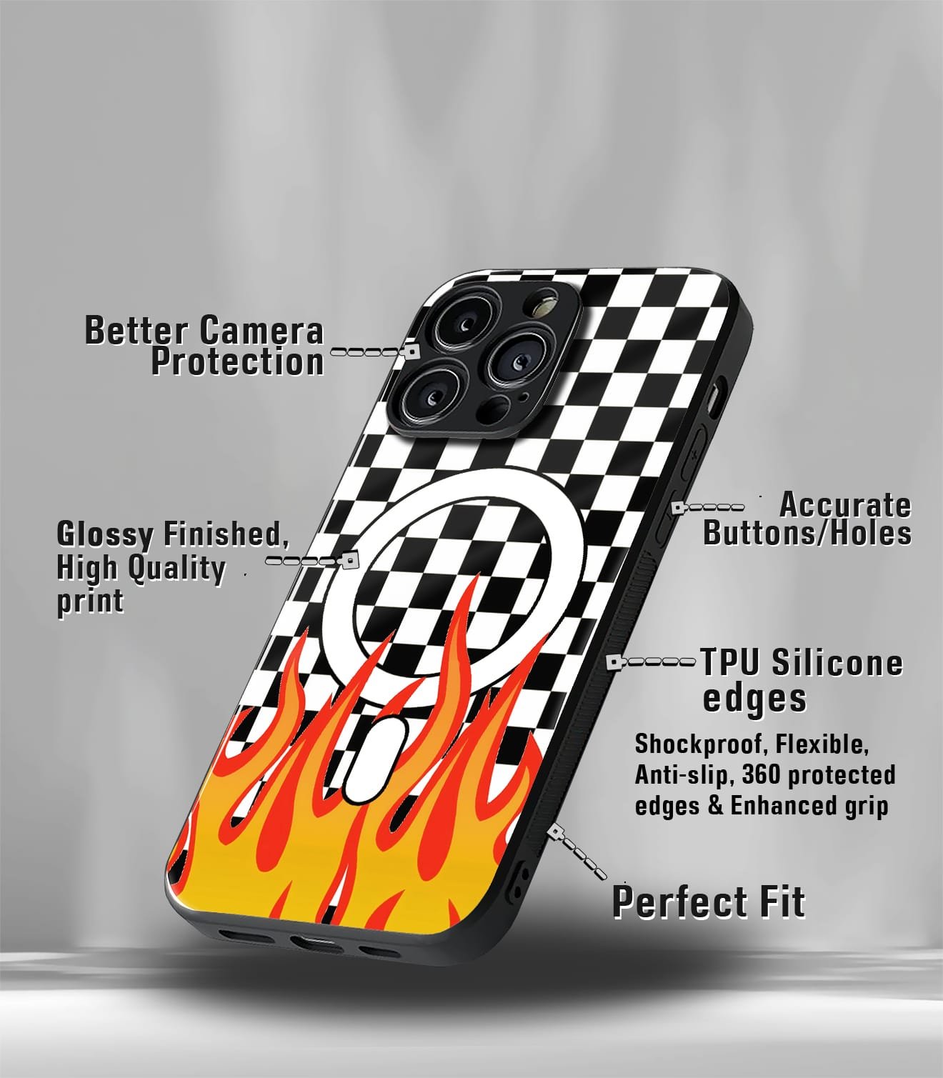 patternic flame premium glossy phone case