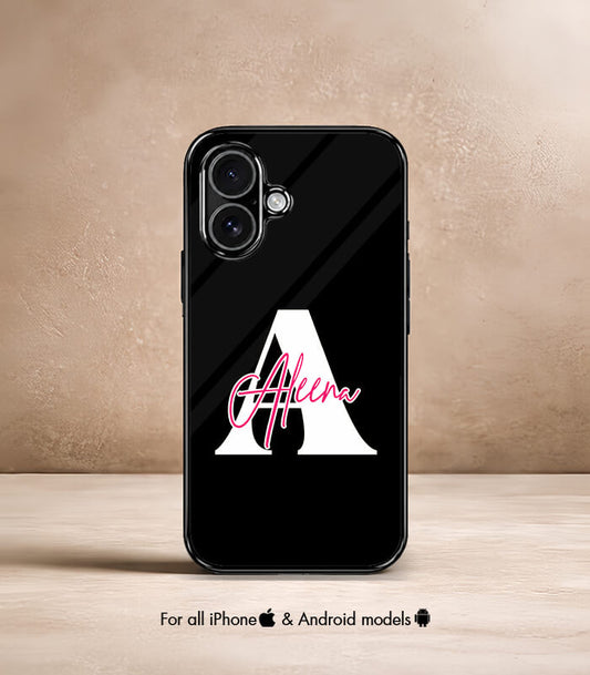 Name X Letter Black Customized NAME Printed Premium Glossy Phone Case