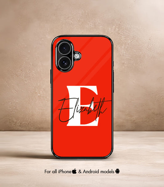 Name X Letter Red Customized NAME Printed Premium Glossy Phone Case
