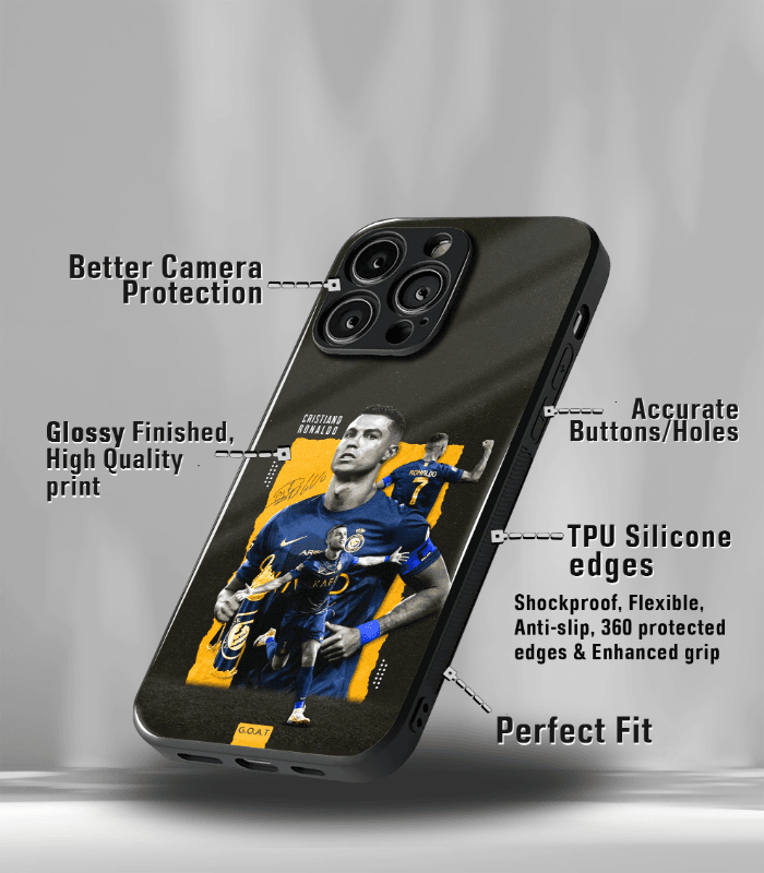 cristiano ronaldo goat cr7 edition premium glossy phone case.