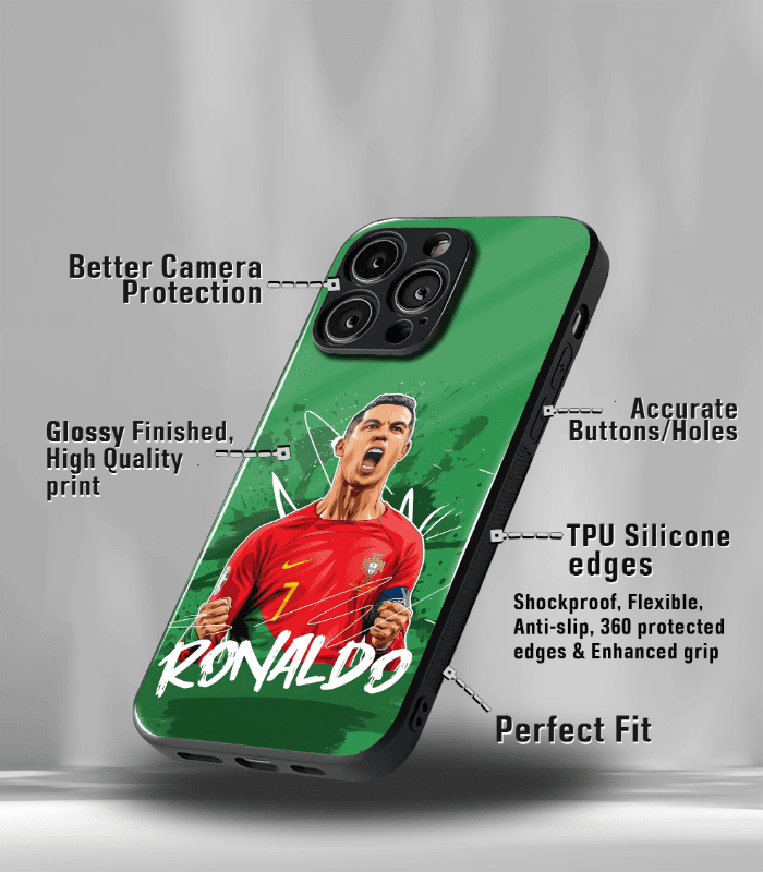 cristiano ronaldo goat cr7 edition premium glossy phone case.