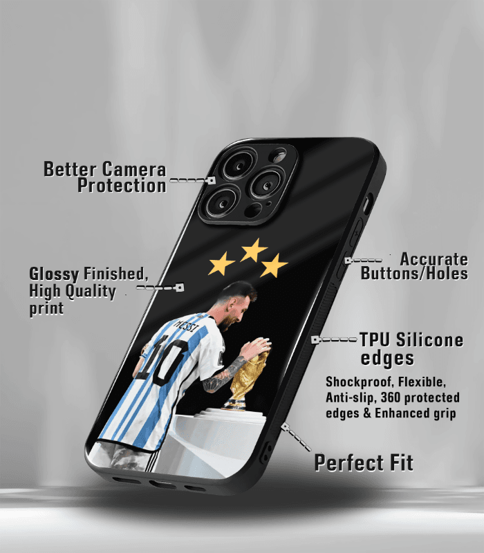 lionel messi goat edition premium glossy phone case.