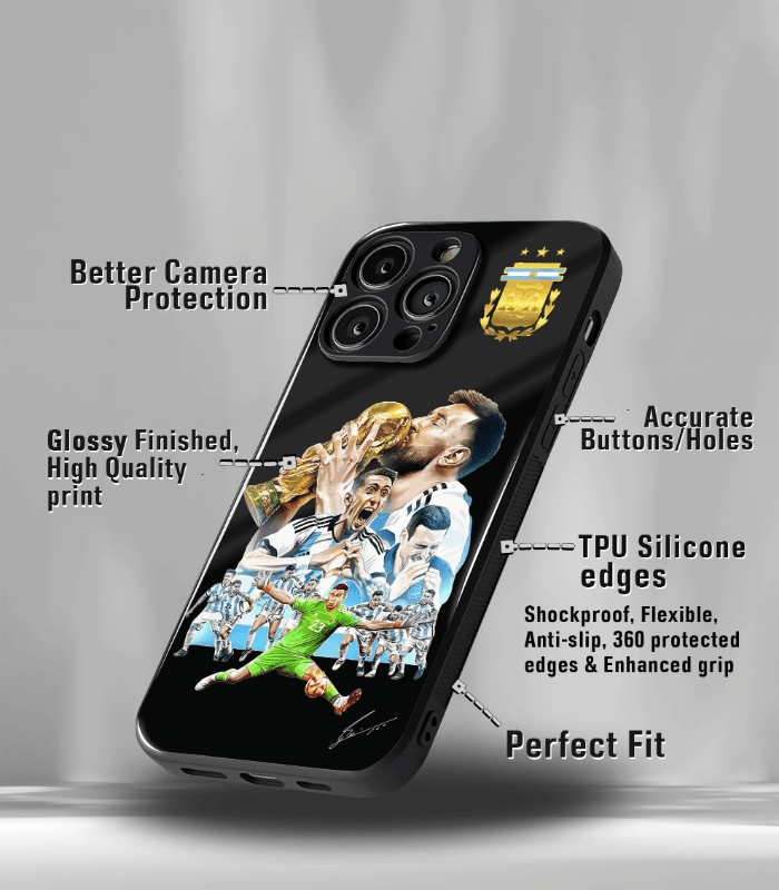 lionel messi goat edition premium glossy phone case.