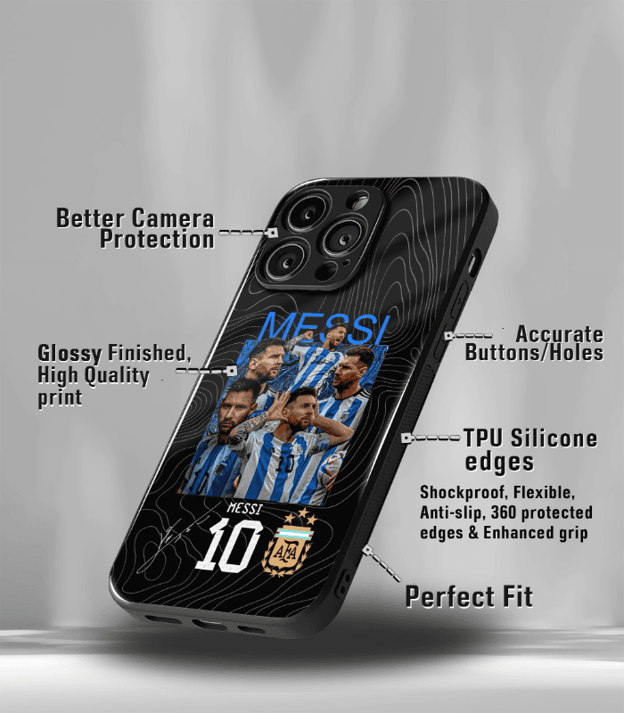 lionel messi goat edition premium glossy phone case.
