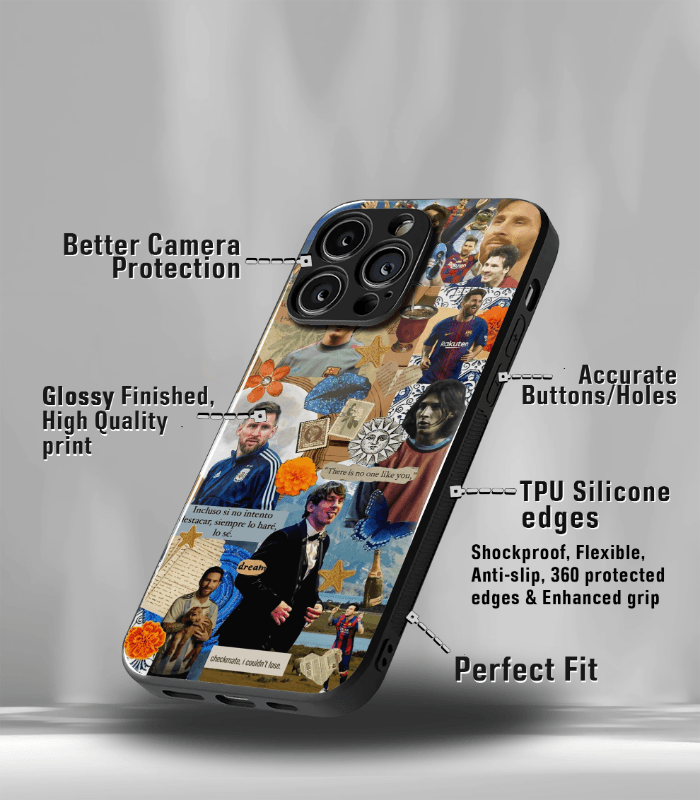 lionel messi goat edition premium glossy phone case.