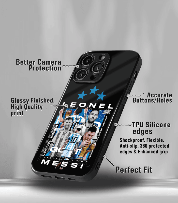 lionel messi goat edition premium glossy phone case.