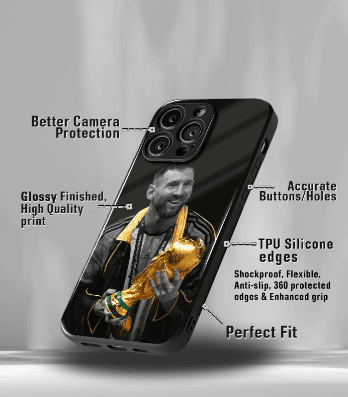 lionel messi golden edition premium glossy phone case.