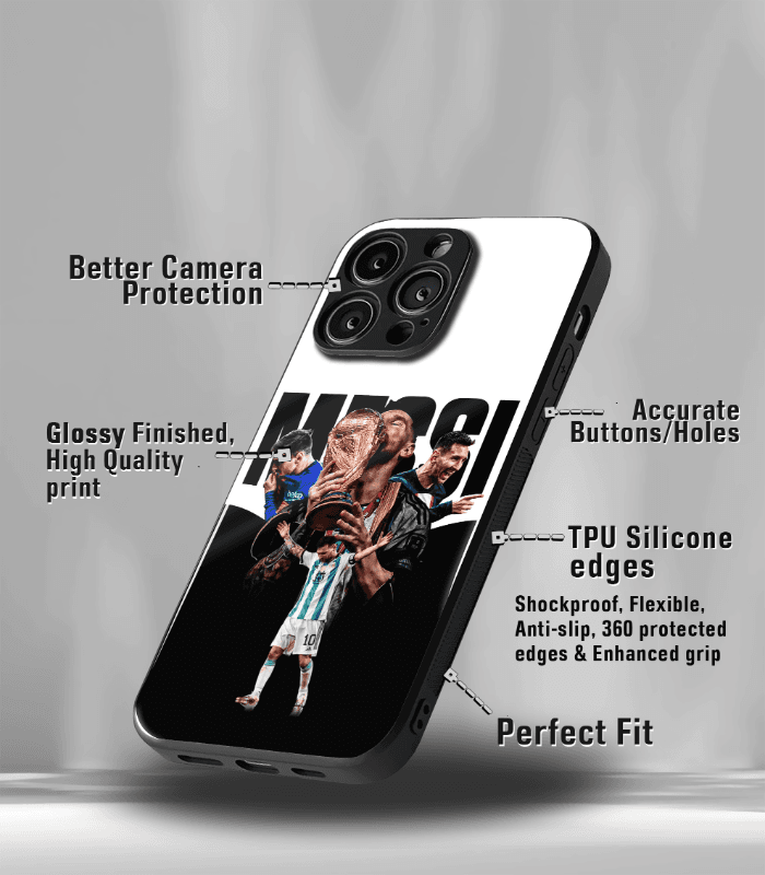 lionel messi goat edition premium glossy phone case.