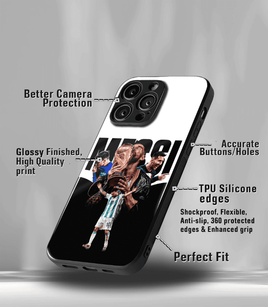 Lionel Messi GOAT edition Premium Glossy Phone Case.