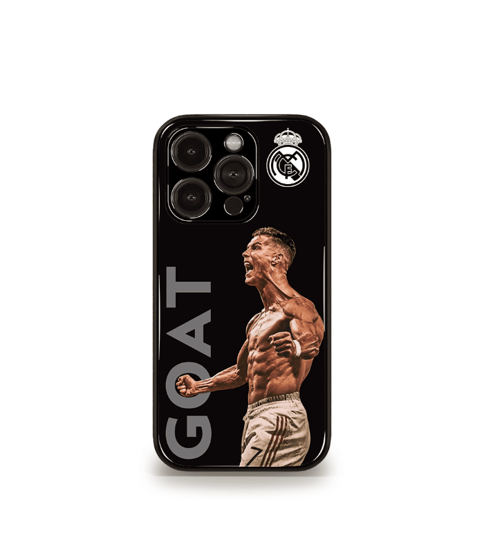cristiano ronaldo real madrid goat cr7 edition premium glossy phone case.