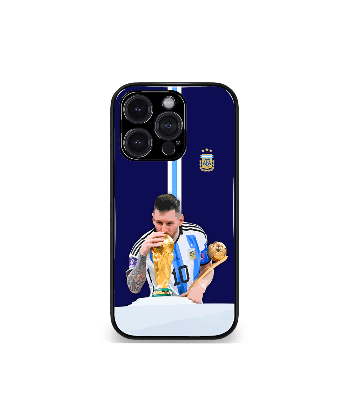 lionel messi goat edition premium glossy phone case.