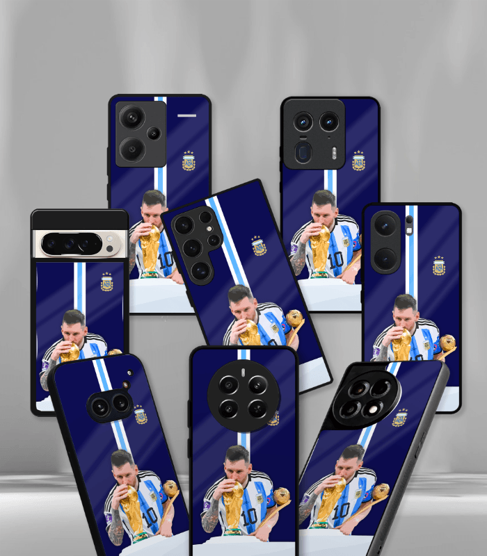 lionel messi goat edition premium glossy phone case.