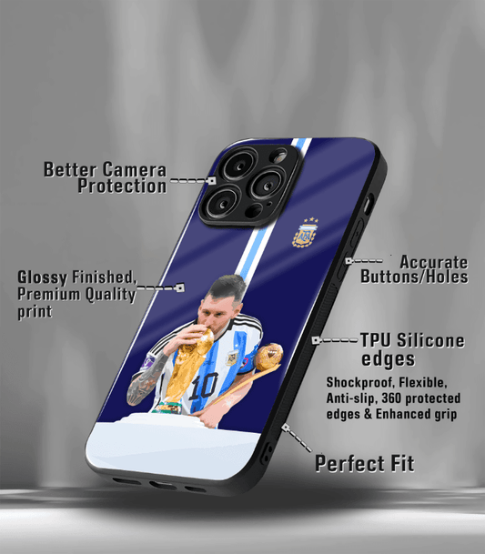 Lionel Messi GOAT edition Premium Glossy Phone Case.