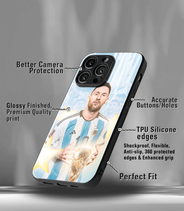 lionel messi goat edition premium glossy phone case.