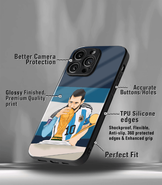 Lionel Messi GOAT edition Premium Glossy Phone Case.