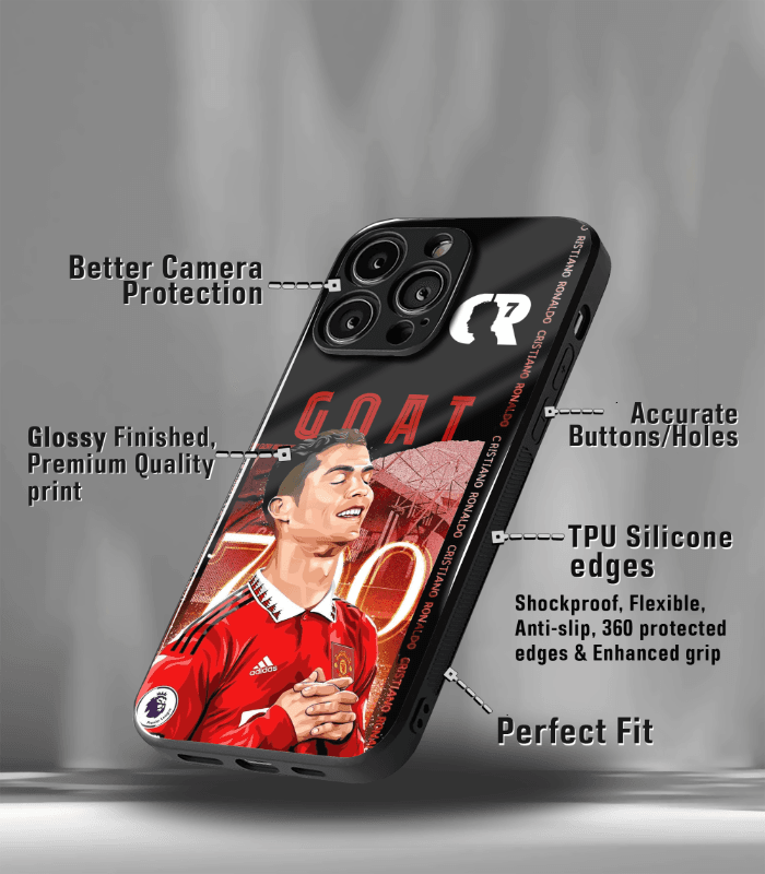 cristiano ronaldo goat cr7 edition premium glossy phone case.