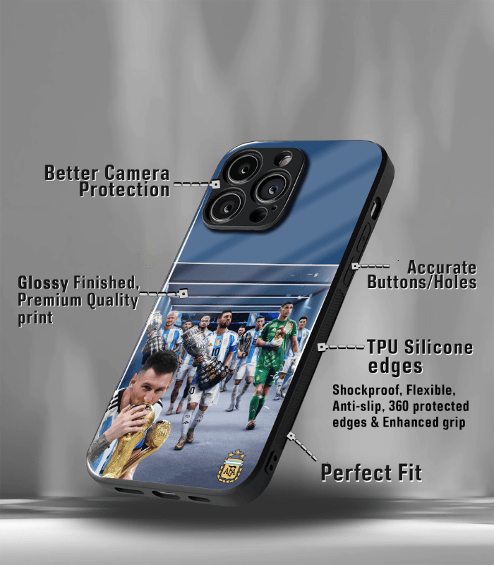 lionel messi goat edition premium glossy phone case.