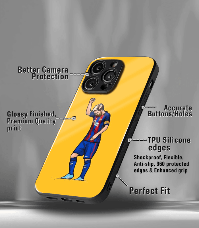 lionel messi goat edition premium glossy phone case.