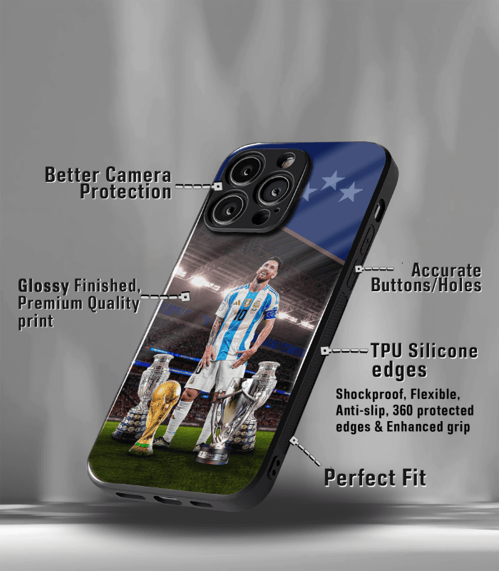 lionel messi goat edition premium glossy phone case.