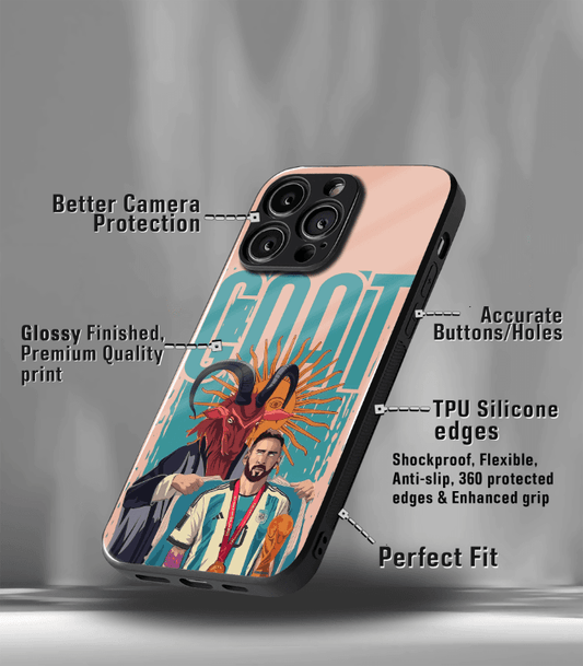 Lionel Messi GOAT edition Premium Glossy Phone Case.