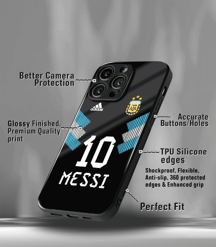 lionel messi goat edition premium glossy phone case.