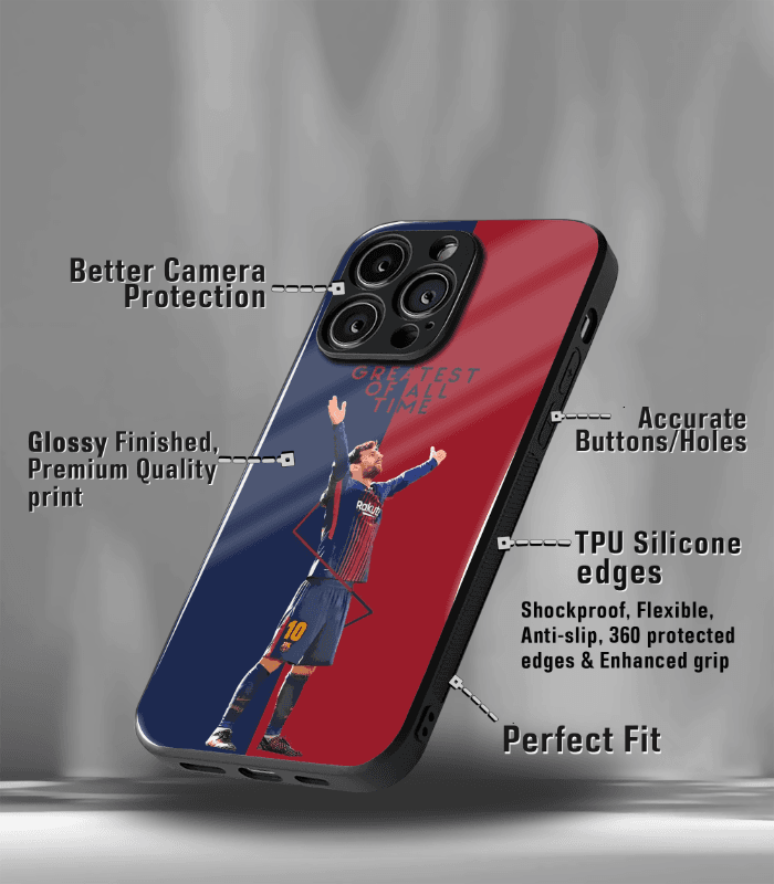 lionel messi goat edition premium glossy phone case.