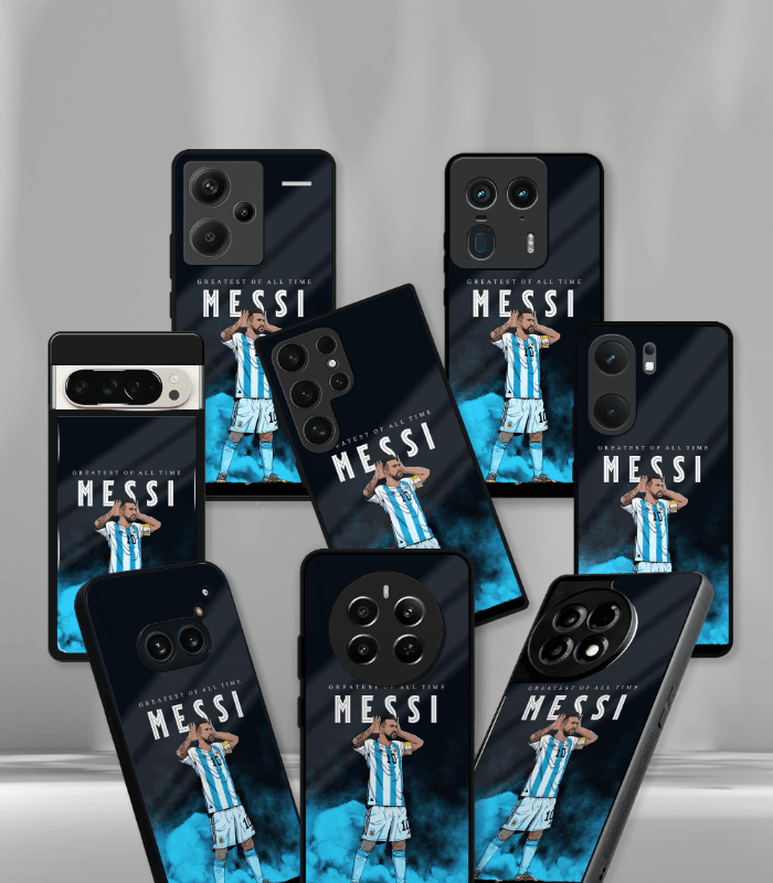 lionel messi goat edition celebration premium glossy phone case.