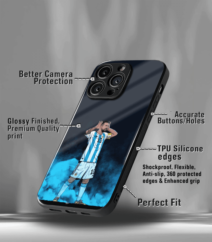 lionel messi goat edition premium glossy phone case.