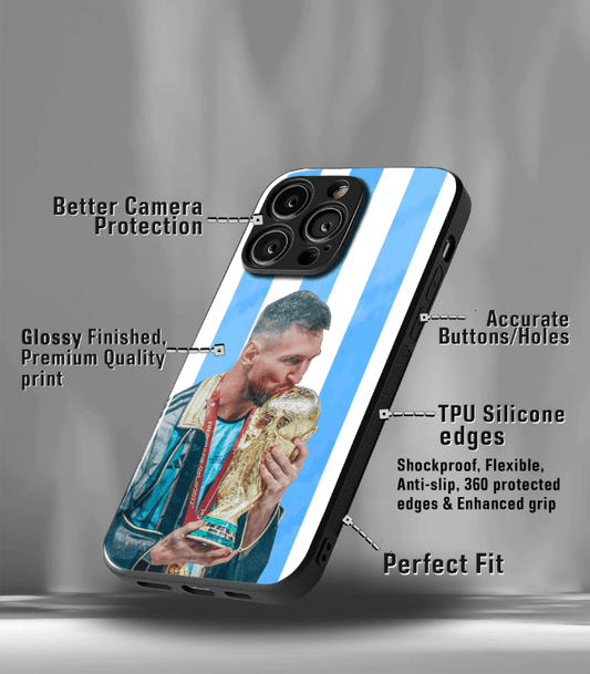 Lionel Messi GOAT edition Premium Glossy Phone Case.