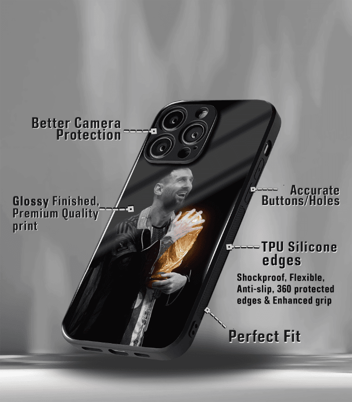 lionel messi golden edition premium glossy phone case.