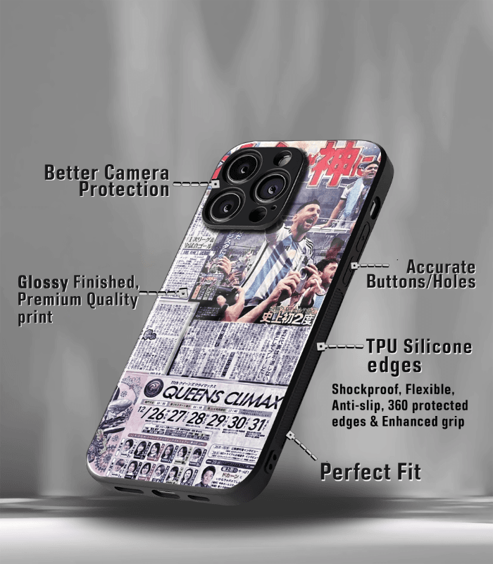 lionel messi goat edition premium glossy phone case.