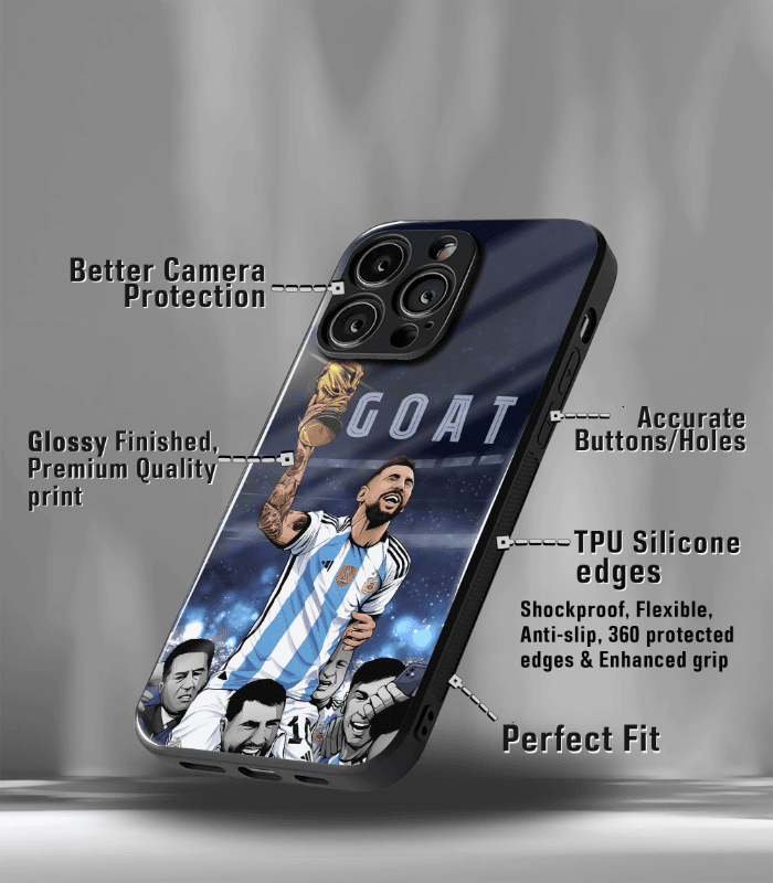 lionel messi goat edition premium glossy phone case.