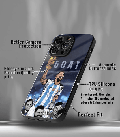 Lionel Messi GOAT edition Premium Glossy Phone Case.