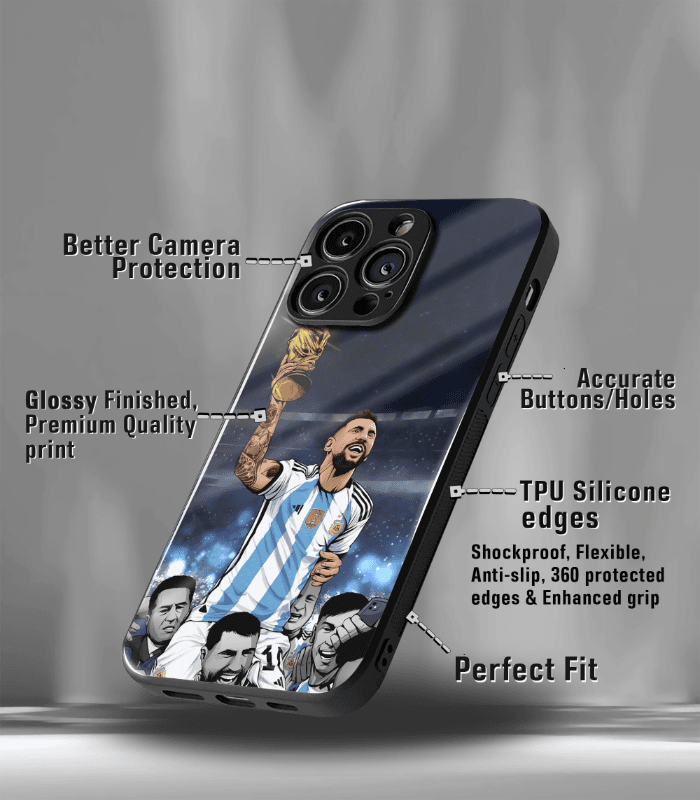 lionel messi goat edition premium glossy phone case.