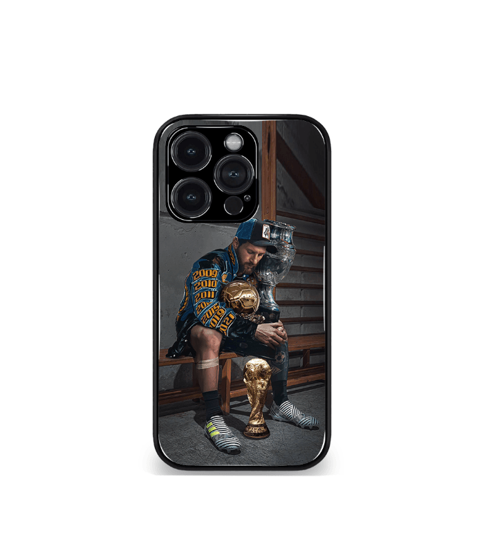 lionel messi goat edition premium glossy phone case.