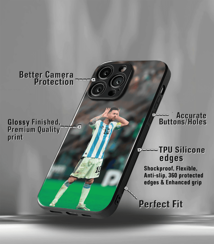 lionel messi goat edition premium glossy phone case.