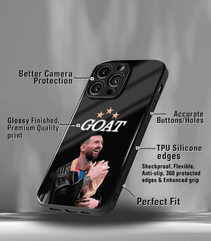 Lionel Messi GOAT edition Premium Glossy Phone Case.