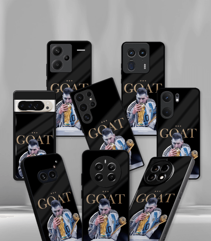 lionel messi goat edition premium glossy phone case.