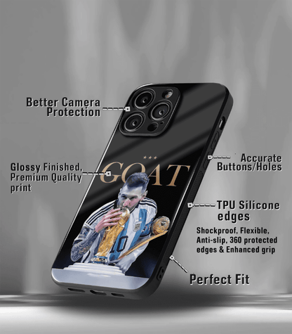 Lionel Messi GOAT edition Premium Glossy Phone Case.