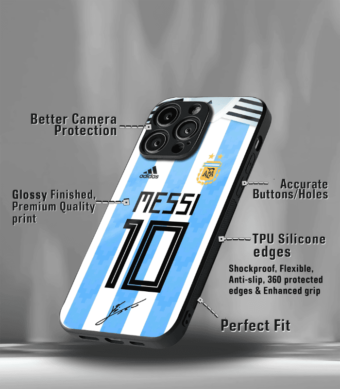 lionel messi goat edition premium glossy phone case.