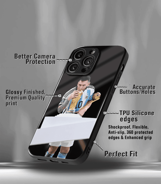 Lionel Messi GOAT edition Premium Glossy Phone Case.