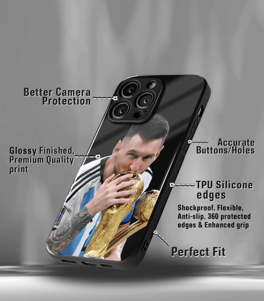 Lionel Messi GOAT edition Premium Glossy Phone Case.