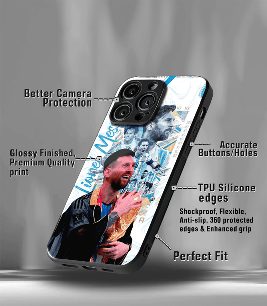 Lionel Messi GOAT edition Premium Glossy Phone Case.