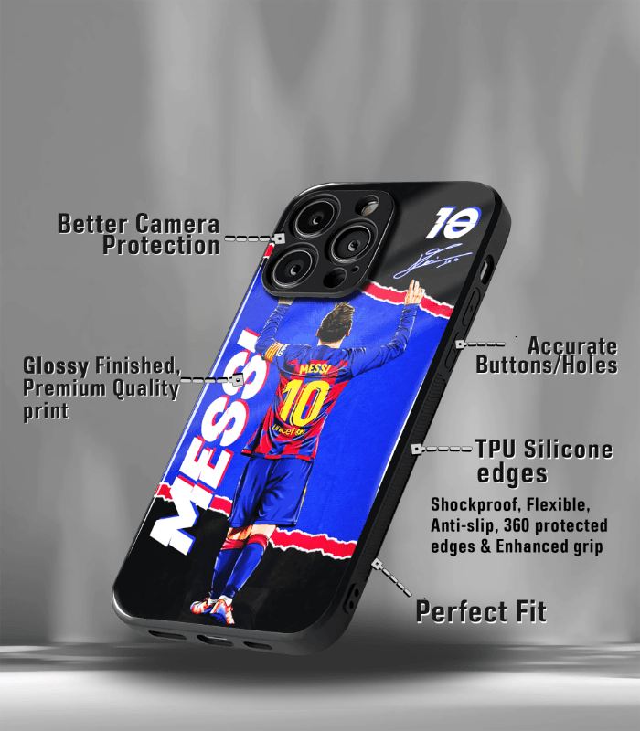 lionel messi goat edition premium glossy phone case.